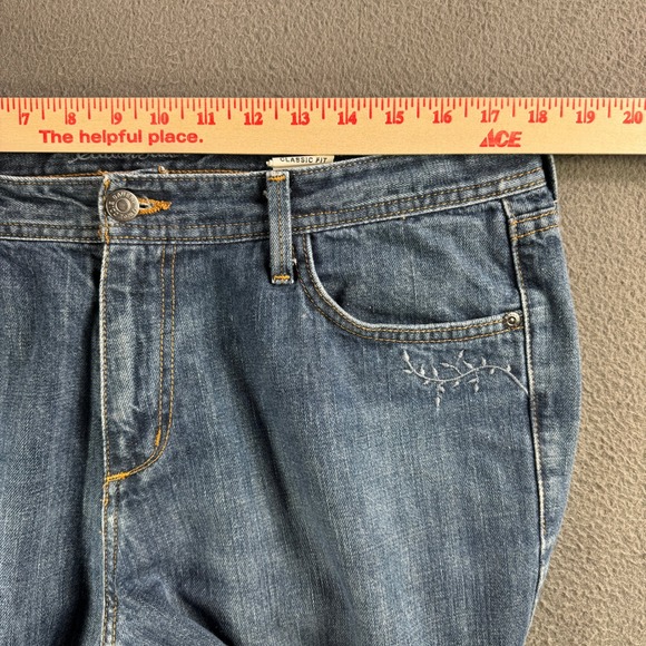 Eddie Bauer Jeans Women 14 Classic Fit‎ Bootcut 100% Cotton Embroidery Blue - Picture 4 of 13